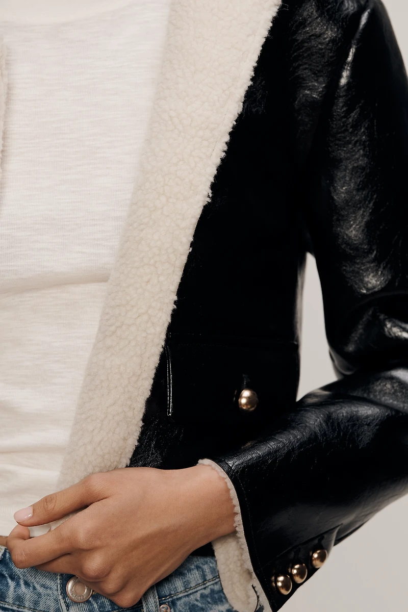 Habitual Faux-Shearling Patent Jacket