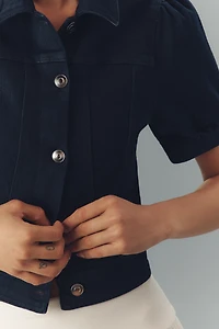 Maeve Crop Puff-Sleeve Denim Jacket