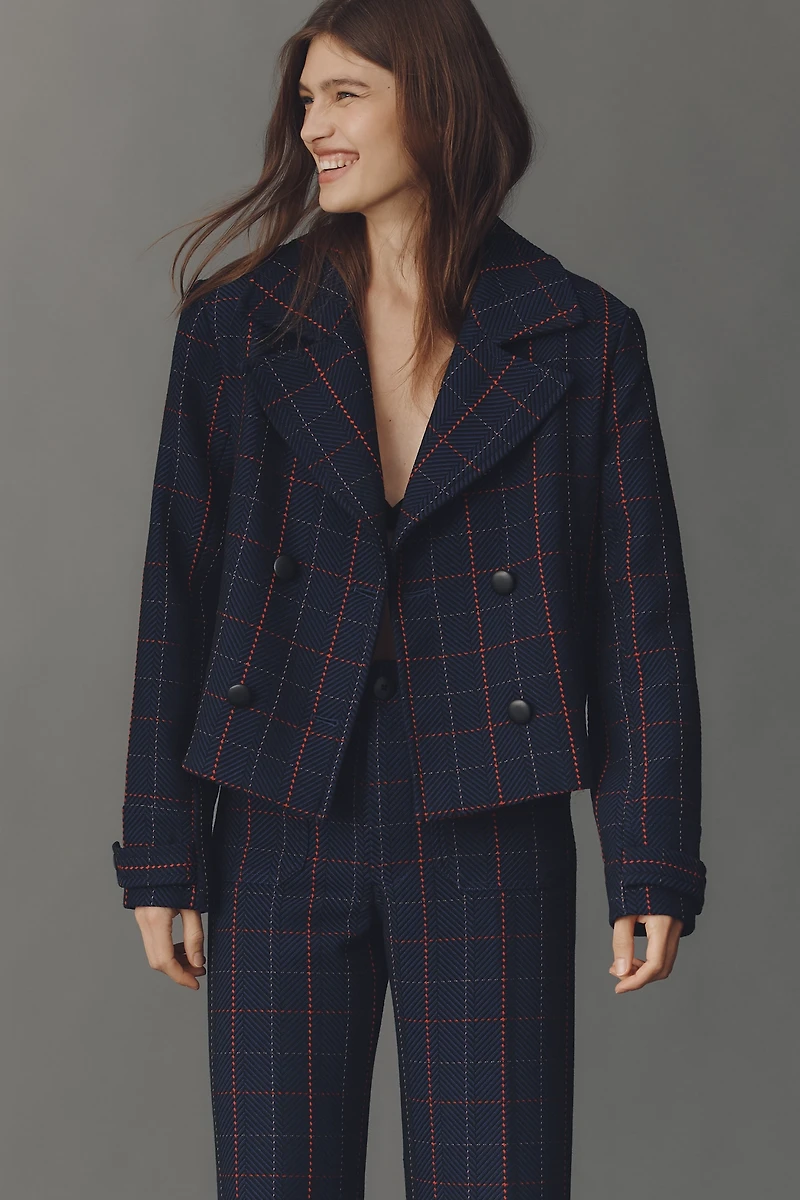 @merricksart x Maeve Plaid Crop Blazer