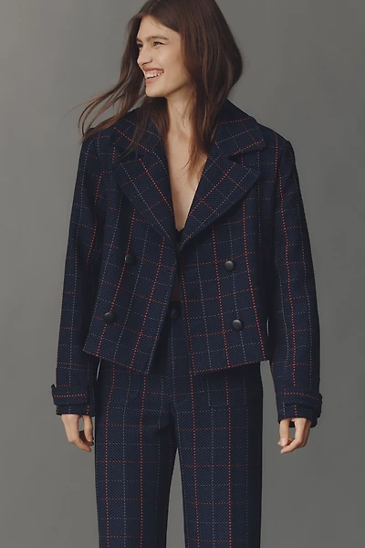 @merricksart x Maeve Plaid Crop Blazer