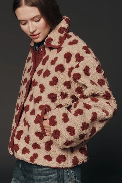 Maeve Heart-Print Sherpa Fleece Jacket