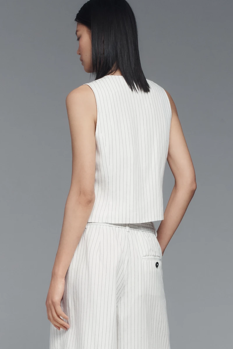 Maeve V-Neck Button-Front Linen Vest