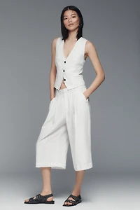 Maeve V-Neck Button-Front Linen Vest