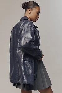 Maeve Faux-Patent Leather Carabiner Jacket