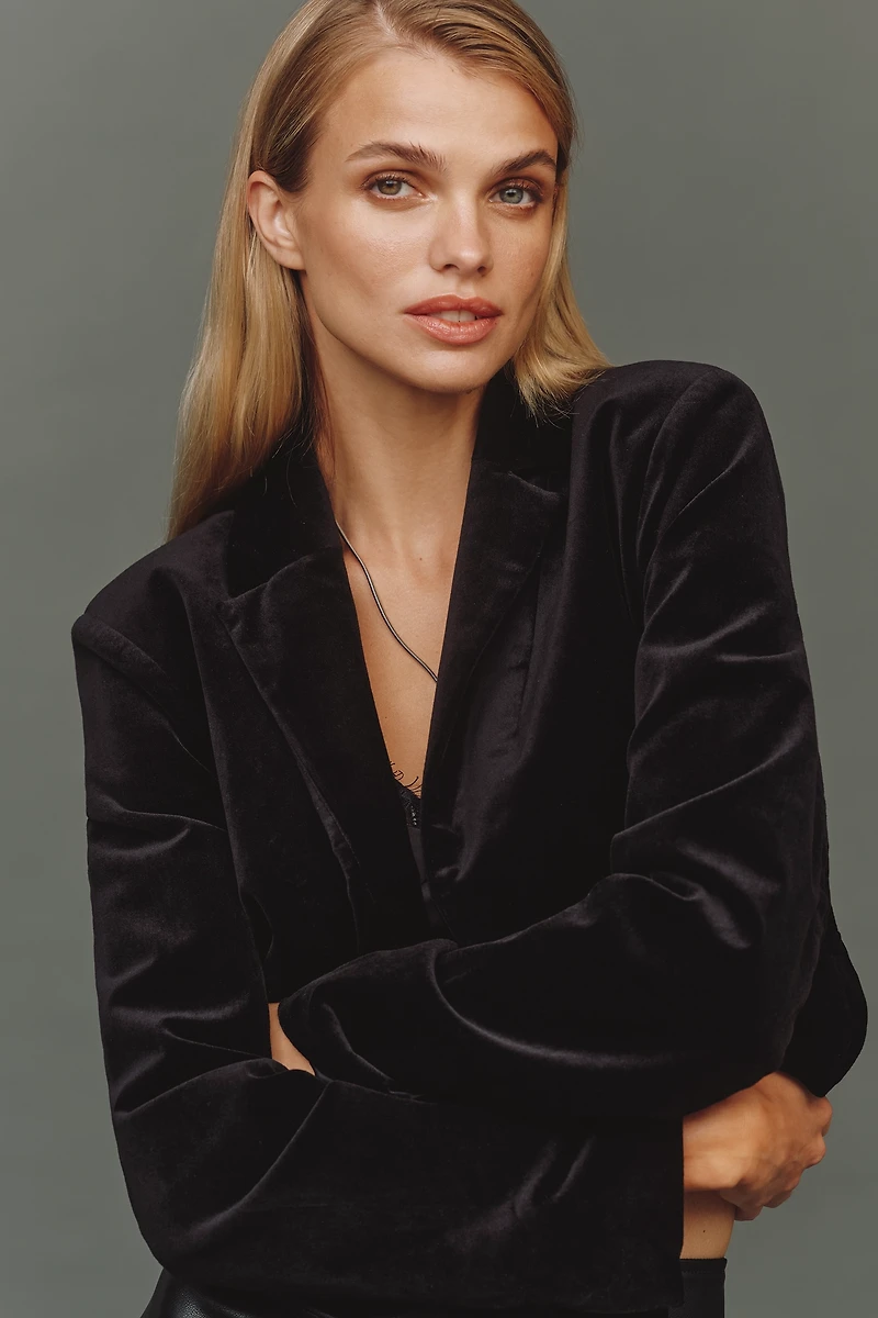 Maeve Cropped Tuxedo Blazer