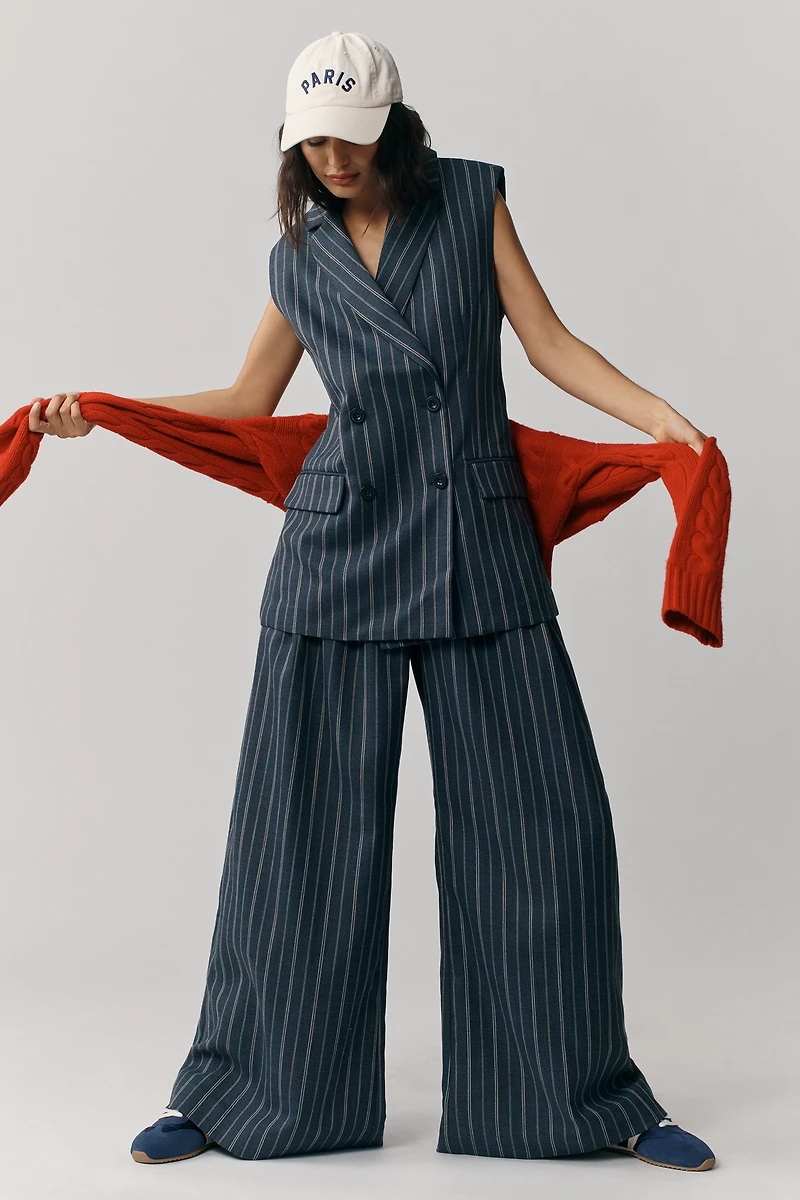 By Anthropologie Longline Pinstripe Vest