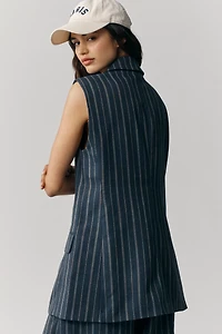 By Anthropologie Longline Pinstripe Vest