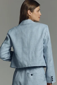 Maeve Boxy Plaid Crop Blazer