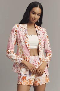 Derek Lam 10 Crosby Irina Linen Blend Floral Blazer