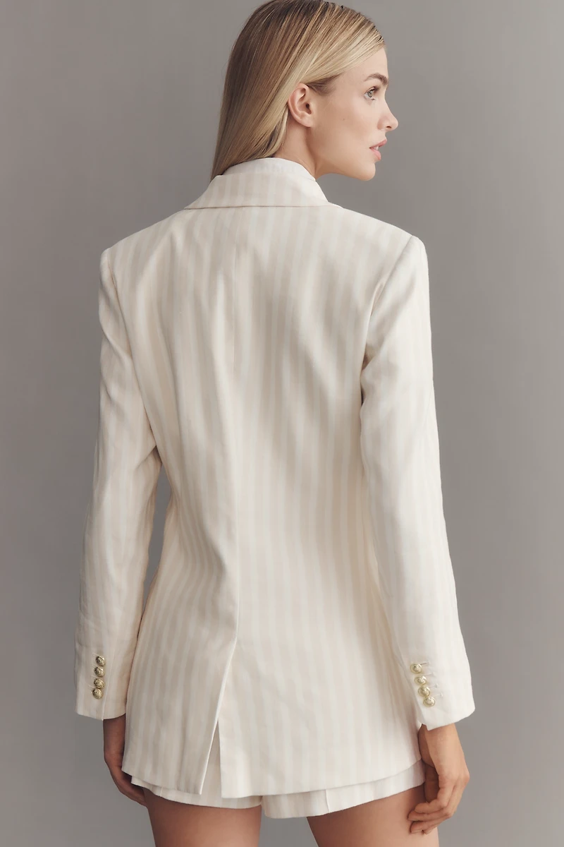 Derek Lam 10 Crosby Walter Linen Blend Double-Breasted Blazer