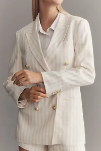 Derek Lam 10 Crosby Walter Linen Blend Double-Breasted Blazer