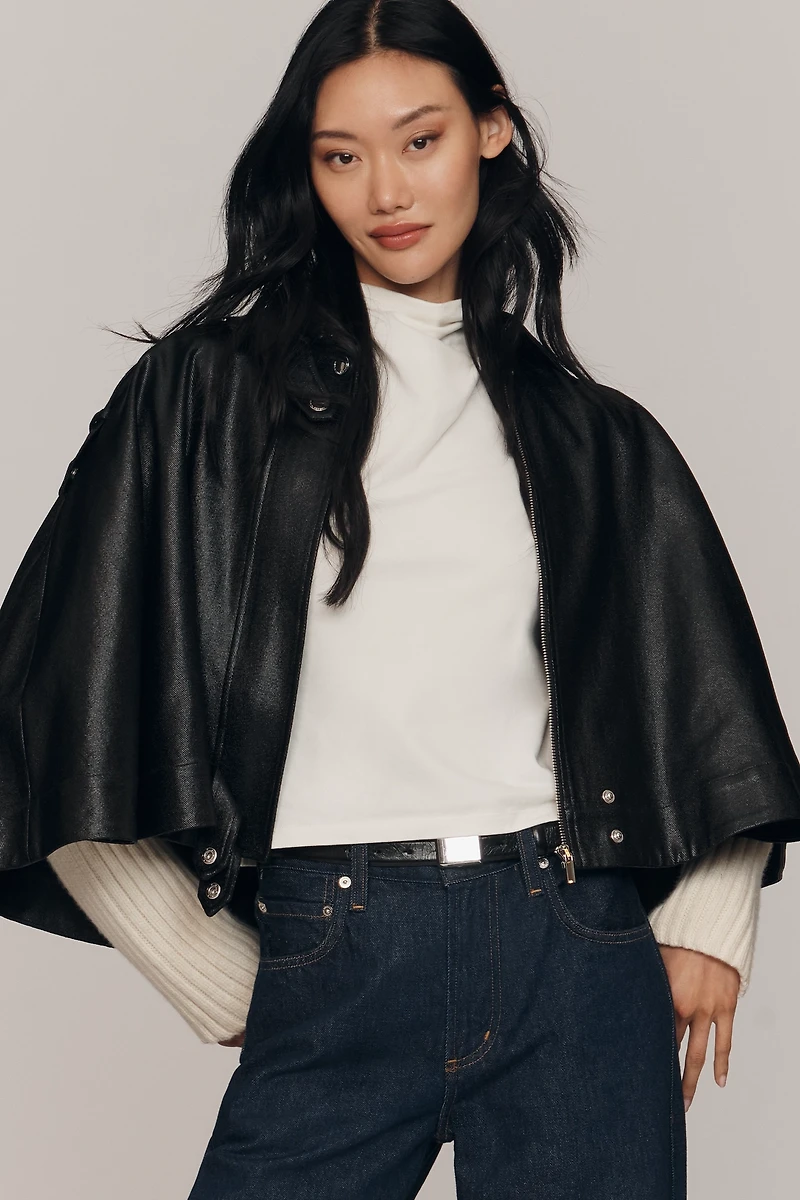 Derek Lam 10 Crosby Beatrix Coated Twill Cape Jacket