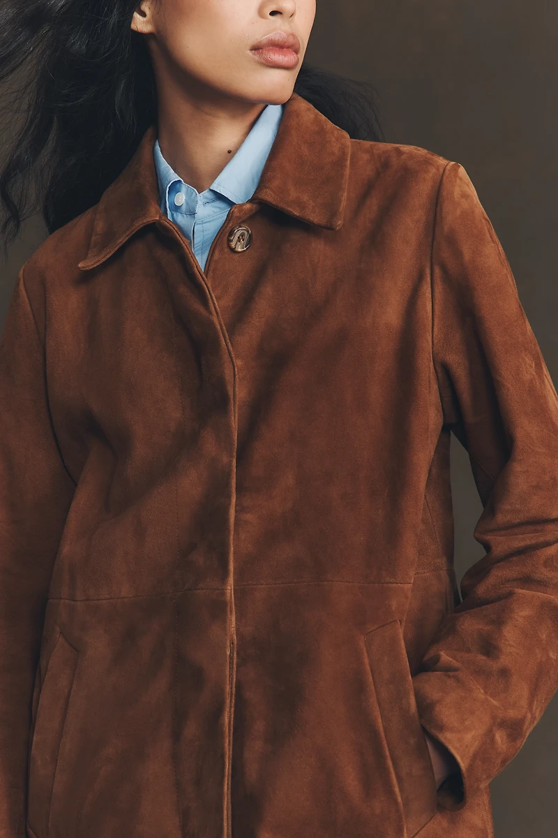 By Anthropologie Suede Car Coat