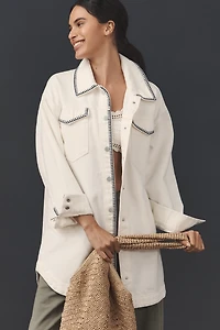 The Tillie Relaxed Denim Shacket by Pilcro: Whipstitch Edition