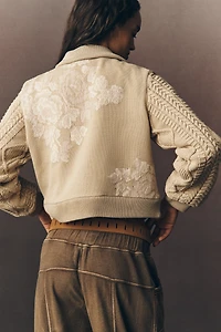 By Anthropologie Sweater Knit Trim Jacket