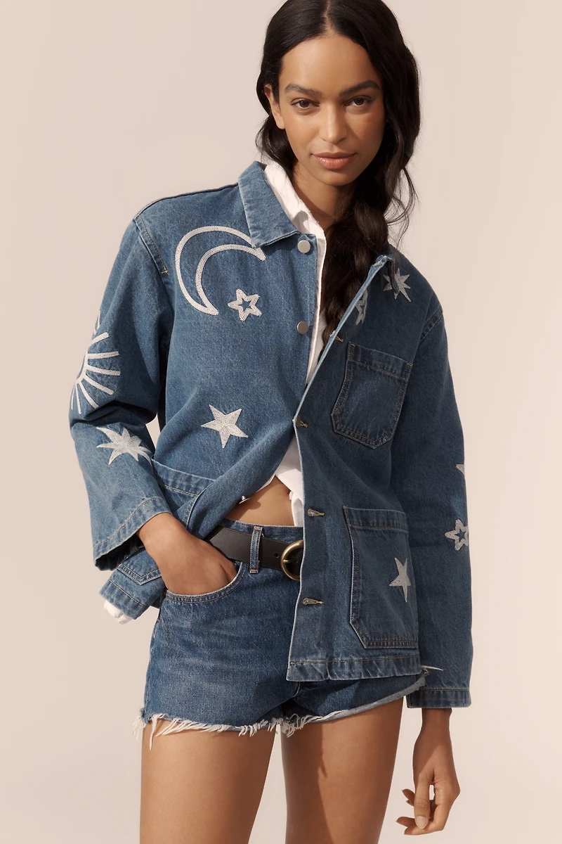 RAISONNEL Embroidered Denim Chore Jacket