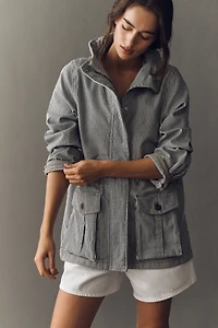 Maeve Sailor Stripe Denim Utility Jacket