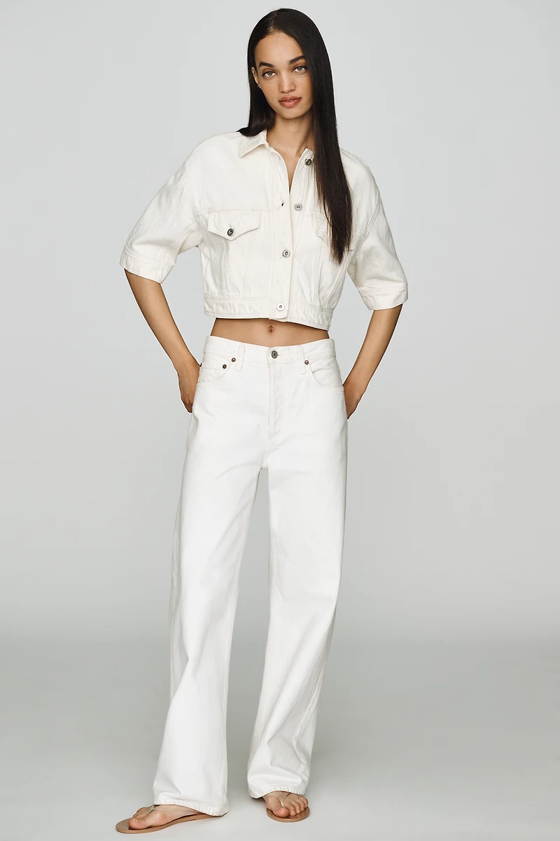 Pilcro Cotton Denim Crop Trucker Jacket