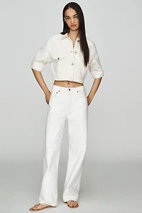 Pilcro Cotton Denim Crop Trucker Jacket