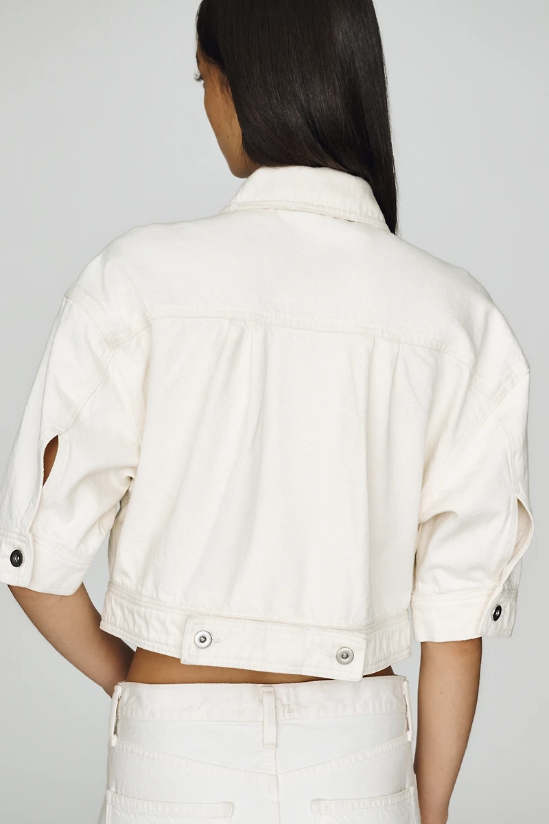 Pilcro Cotton Denim Crop Trucker Jacket