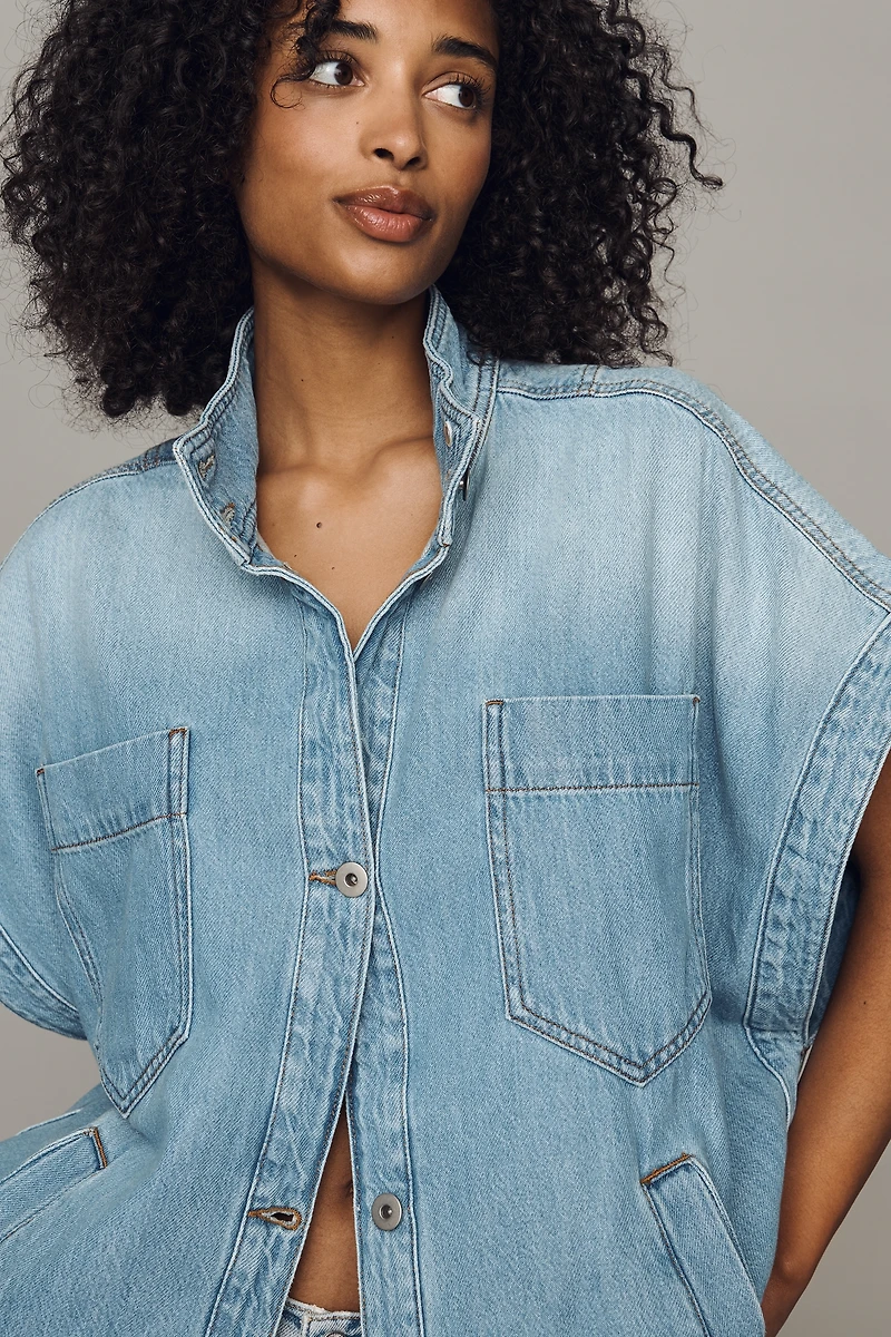 Pilcro Washed Cotton Blend Oversized Cape