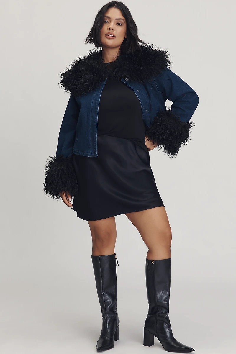 TT Studios Kimmy Faux Fur Trim Crop Jacket