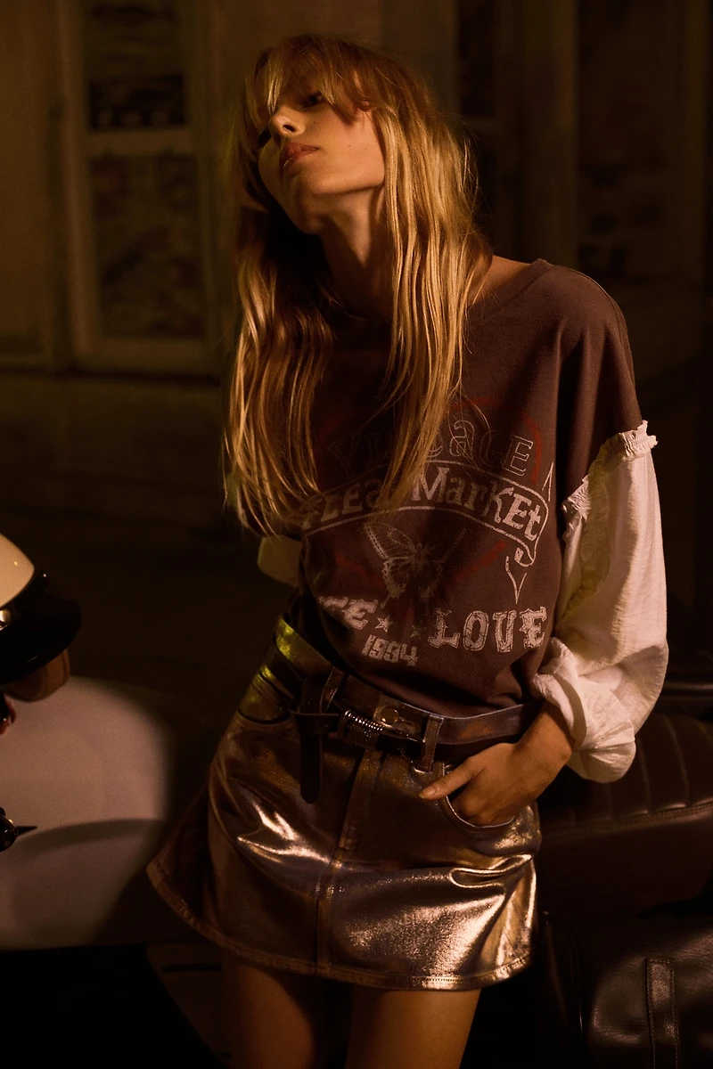 Joe's Jeans Tessa Disco Foil Mini Skirt