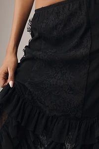 Anna Sui Victorian Lace Ruffle Midi Skirt