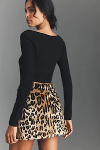 Anna Sui Faux-Fur Leopard Mini Skirt