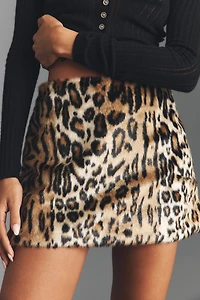 Anna Sui Faux-Fur Leopard Mini Skirt