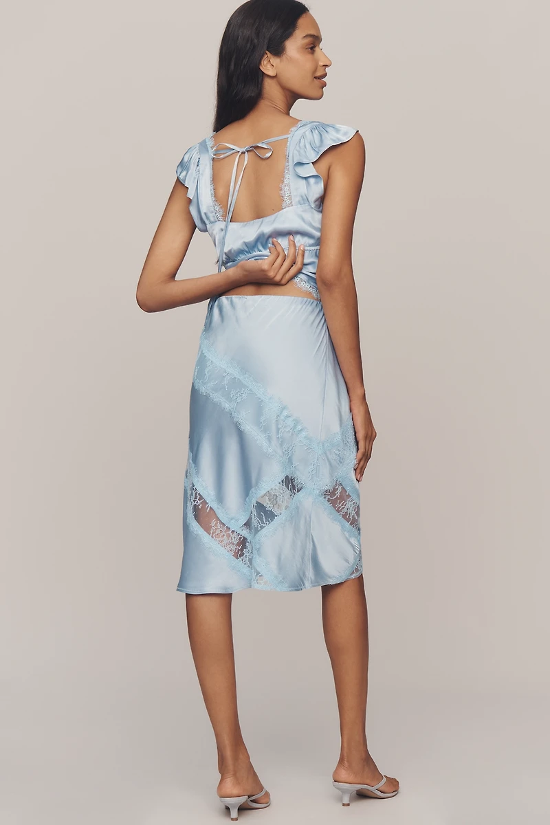 By Anthropologie Lace Panel Slip Skirt