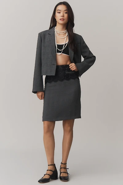 Maeve Lace-Blocked Knee-Length Pencil Skirt