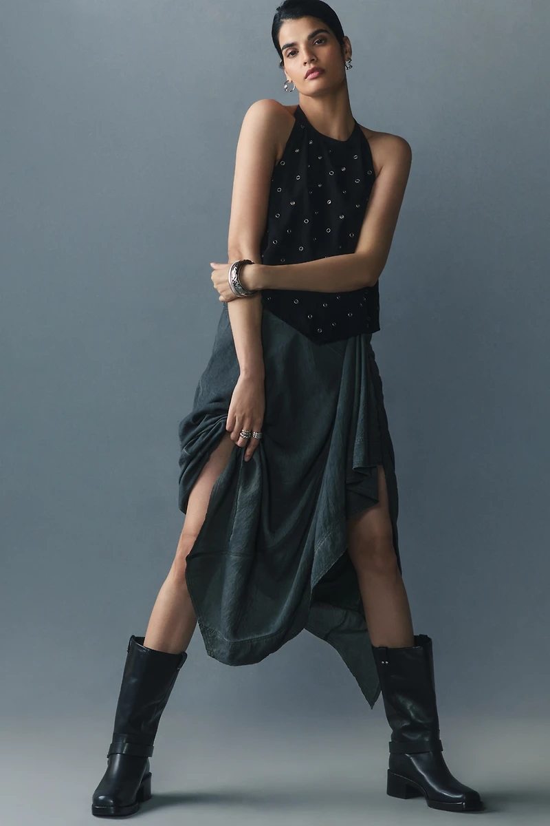 Pilcro Front-Ruffle Maxi Skirt