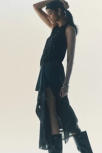 Pilcro Front-Ruffle Maxi Skirt