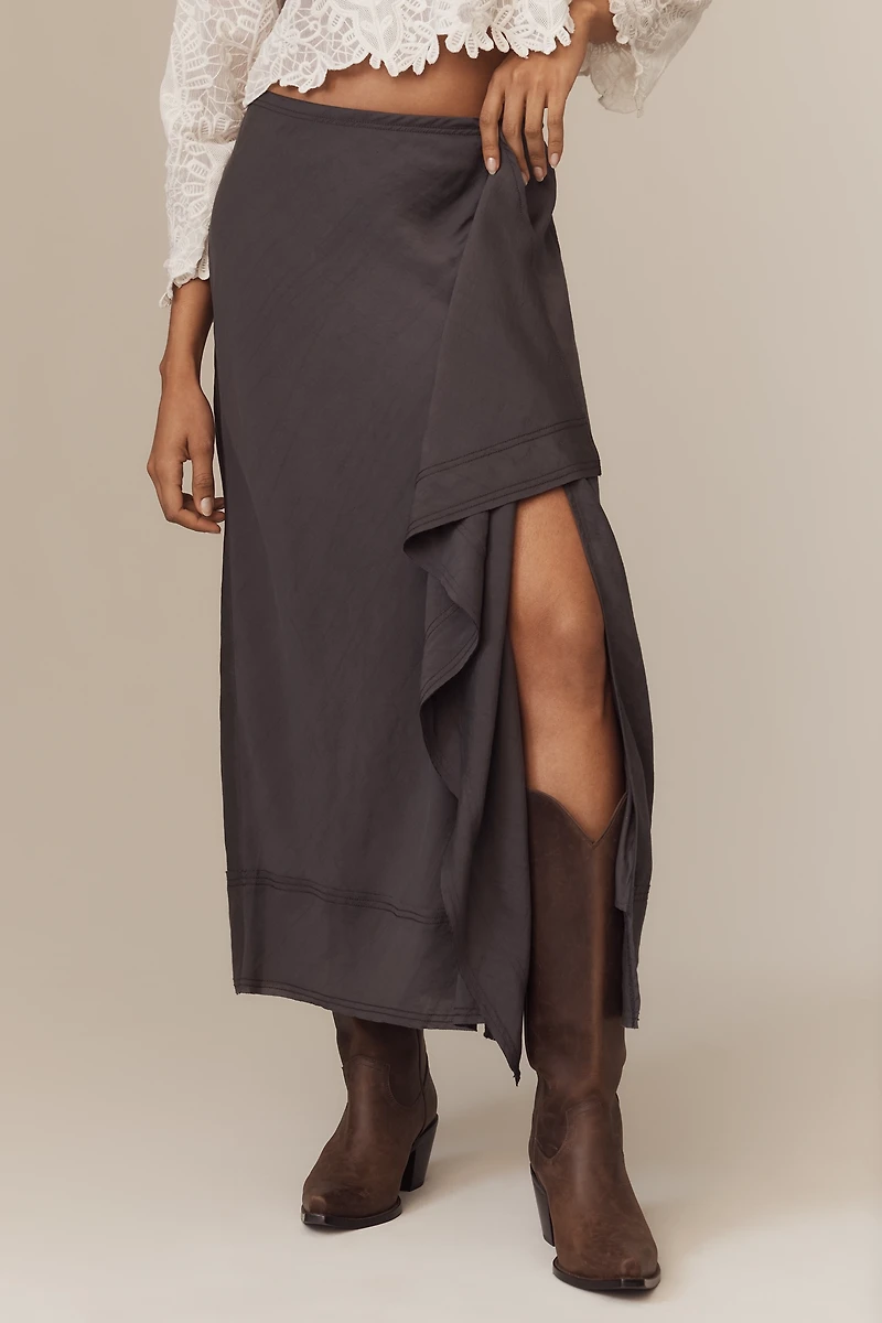 Pilcro Front-Ruffle Maxi Skirt