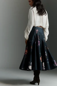 By Anthropologie Taffeta Godet Midi Skirt