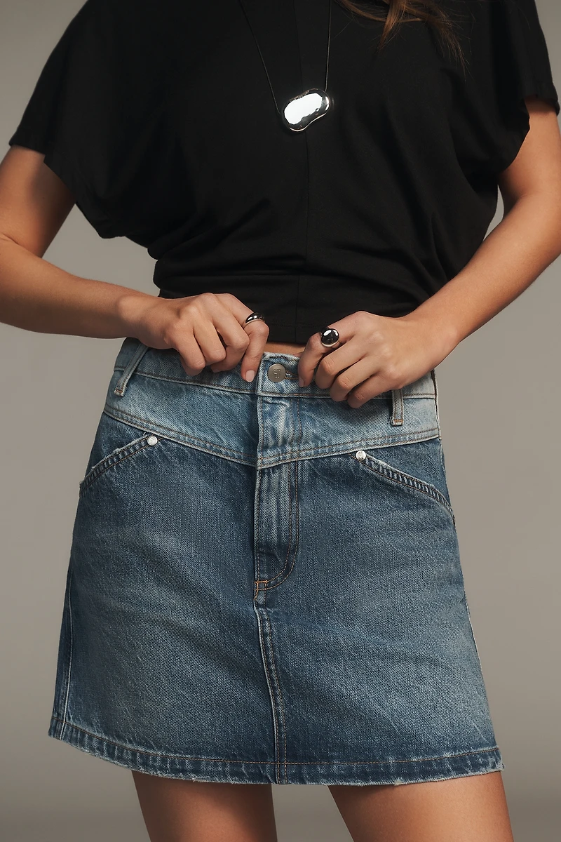Pilcro Two-Tone Denim Skirt