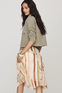 CUBIC Asymmetric Ruffle Midi Skirt