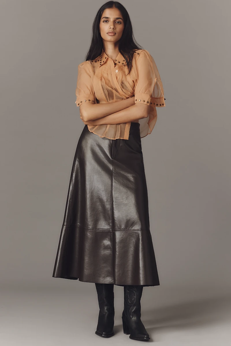 Citizens of Humanity Cassia Leather A-Line Midi Skirt