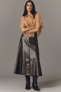 Citizens of Humanity Cassia Leather A-Line Midi Skirt