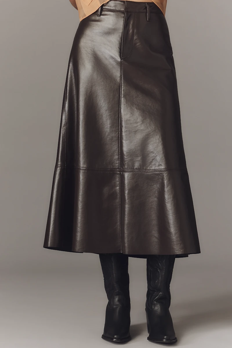 Citizens of Humanity Cassia Leather A-Line Midi Skirt