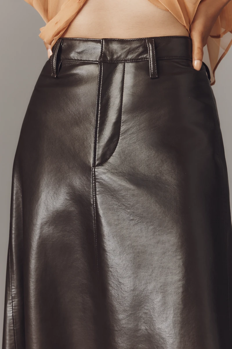 Citizens of Humanity Cassia Leather A-Line Midi Skirt