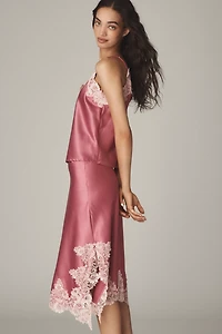 By Anthropologie Lace-Trim Bias-Cut Slip Midi Skirt