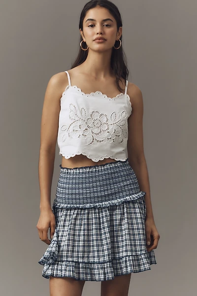 Maeve Smocked Flounce Mini Skirt
