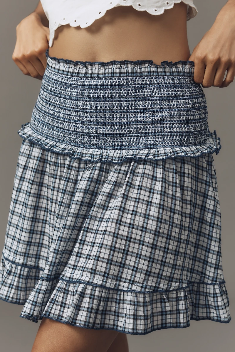 Maeve Smocked Flounce Mini Skirt