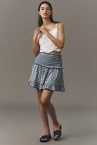 Maeve Smocked Flounce Mini Skirt