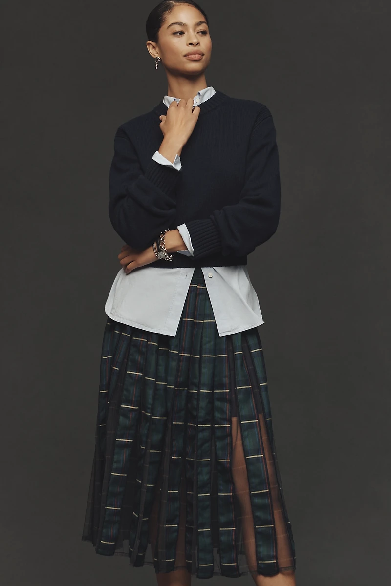 Maeve Pleated Tulle Knee-Length Skirt