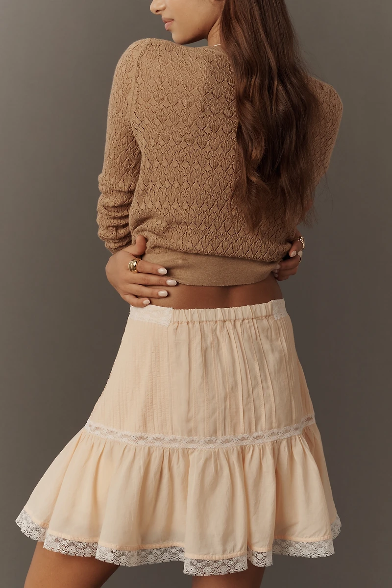 By Anthropologie Lace Frill Mini Skirt