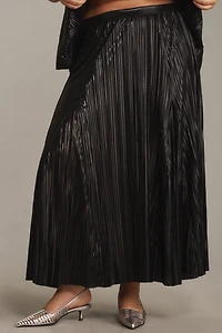 By Anthropologie Metallic Pleated Midi Skirt