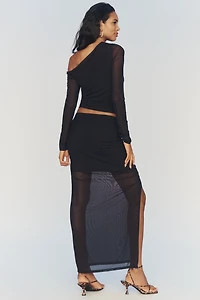 By Anthropologie Ruched Side-Slit Maxi Skirt